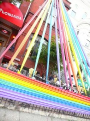Floriana restaurant on 17th, decorated for Pride