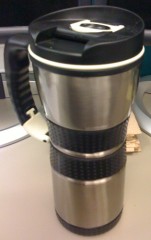 silver contigo brand travel mug