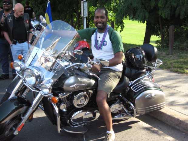 me on a motorcycle at DC Pride in 2007