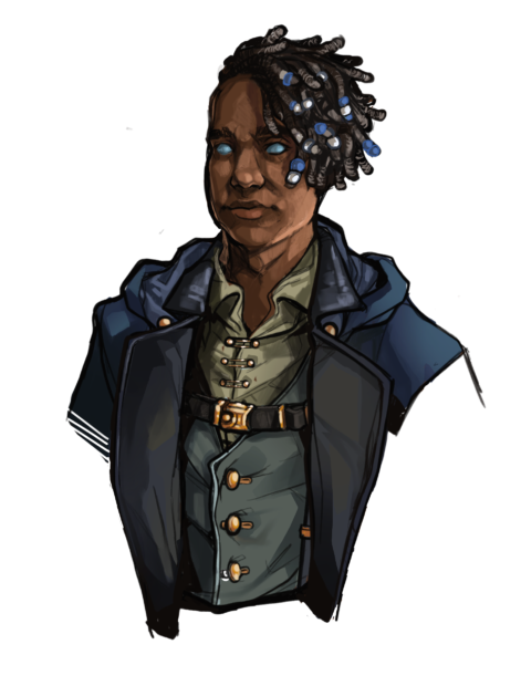 My Rivals of Waterdeep character Virgil. An Aasimar Storm Sorcerer.