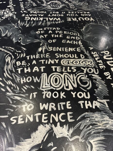 Instead of a period at the end of each sentence, there should be a tiny clock that tells you how long it took you to write that sentence.